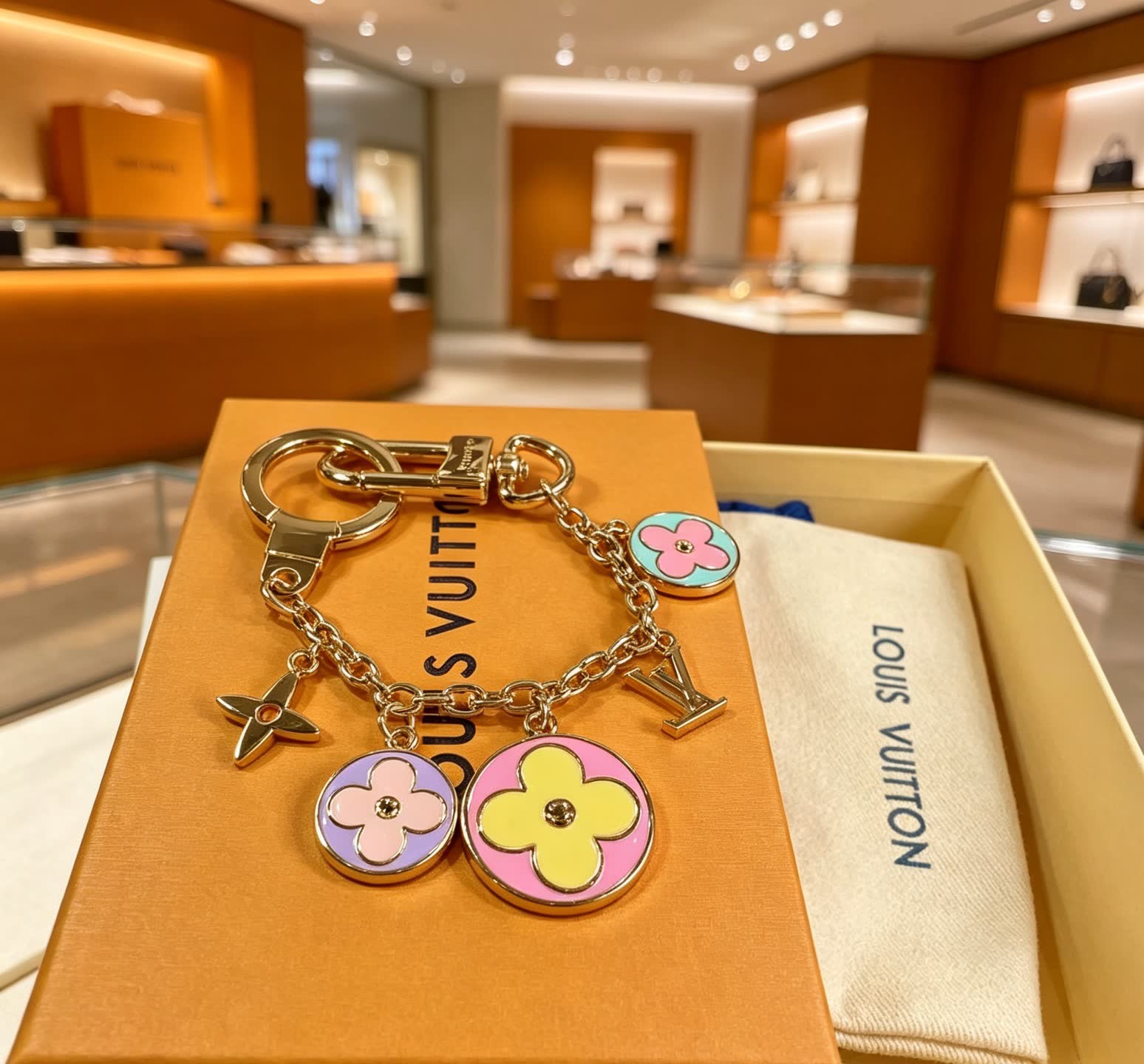 Louis Vuitton Multicolored Flower Charm Keychain